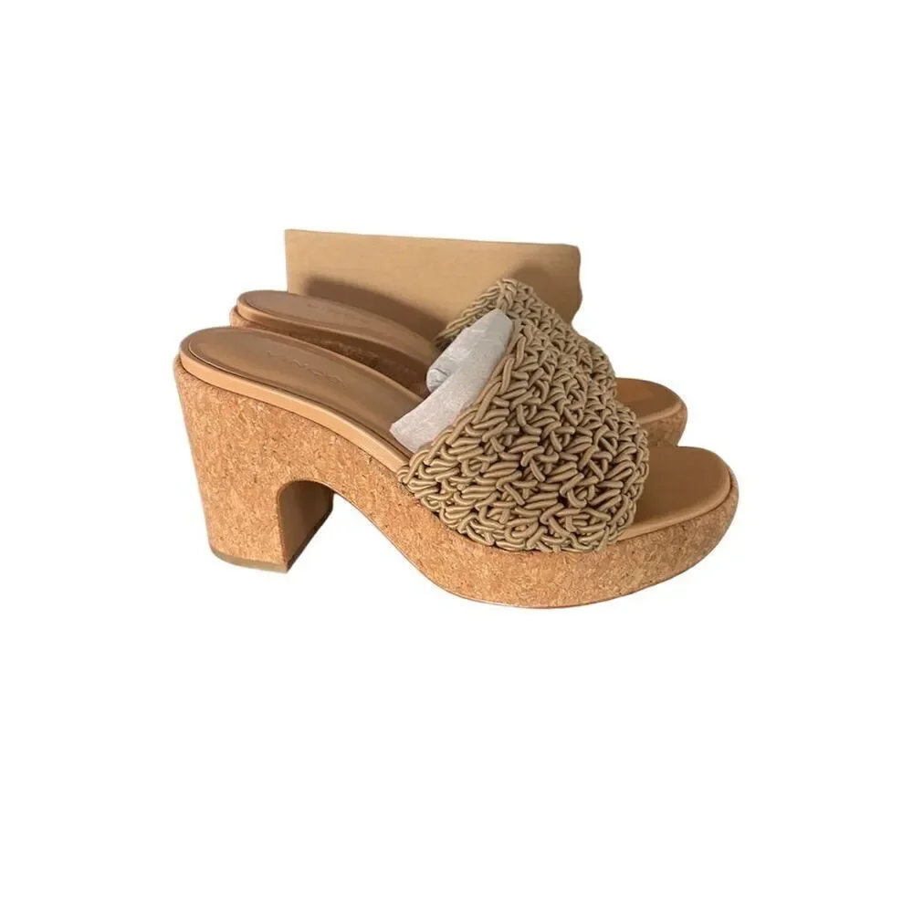 Vince Women's Beige Crochet Platform Sandals Size 7.5 Casual Summer